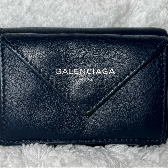 Black Balenciaga Papier Leather Long Wallet